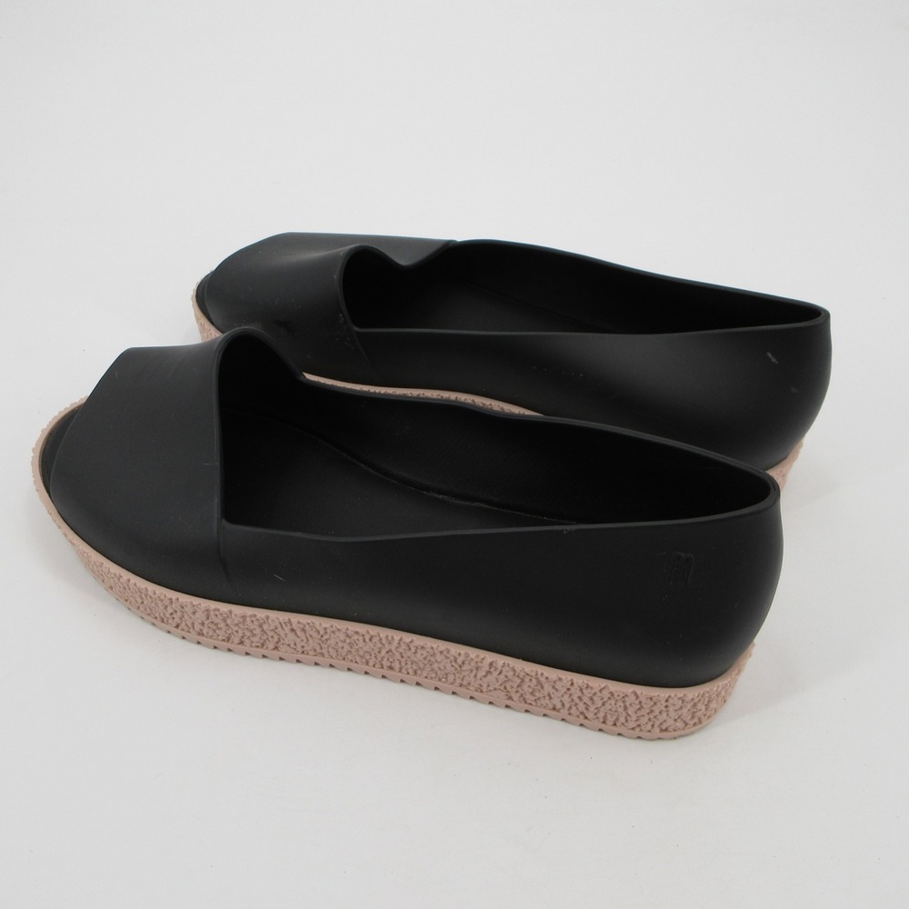Melissa Hotness Women 10 Black Pink Platform Peep Toe Jelly Sandals Flatform - Picture 3 of 11